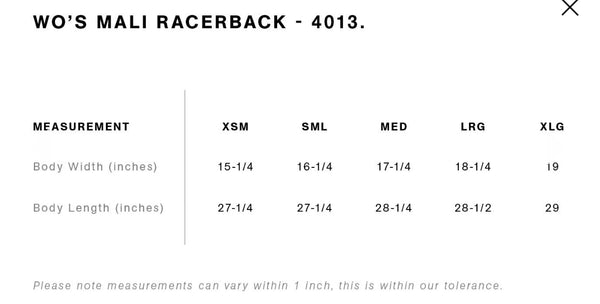 Large WO’s Tiedye Racerback Tank