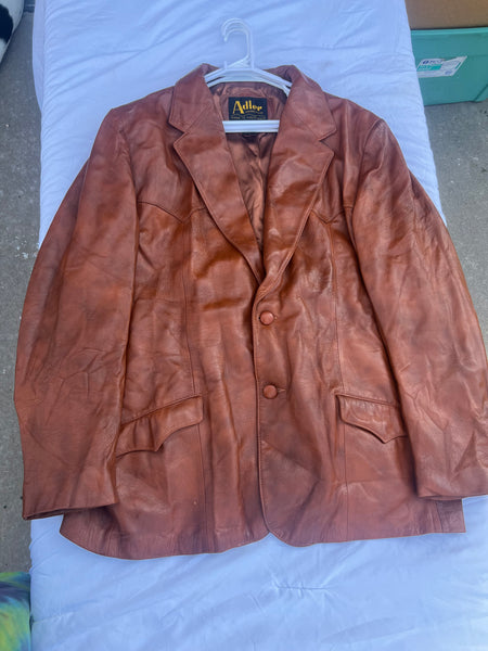 Vintage 70s Adler Cabretta Leather Western Blazer Mens 52L USA Made