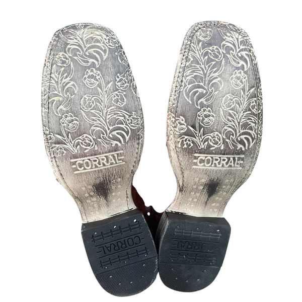 Corral A3735 Discontinued Women’s Honey Cactus Inlay & Embroidered Square Toe Western Boots ~ NEW IN BOX