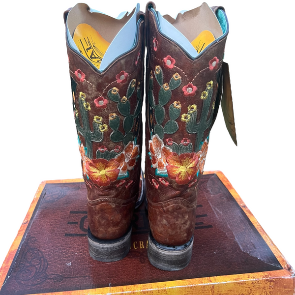 Corral A3735 Discontinued Women’s Honey Cactus Inlay & Embroidered Square Toe Western Boots ~ NEW IN BOX