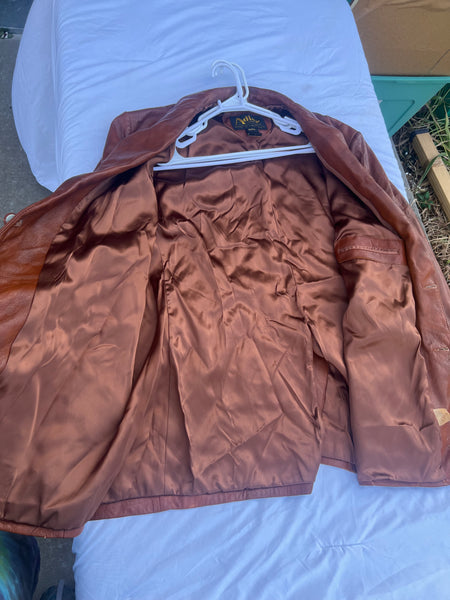 Vintage 70s Adler Cabretta Leather Western Blazer Mens 52L USA Made